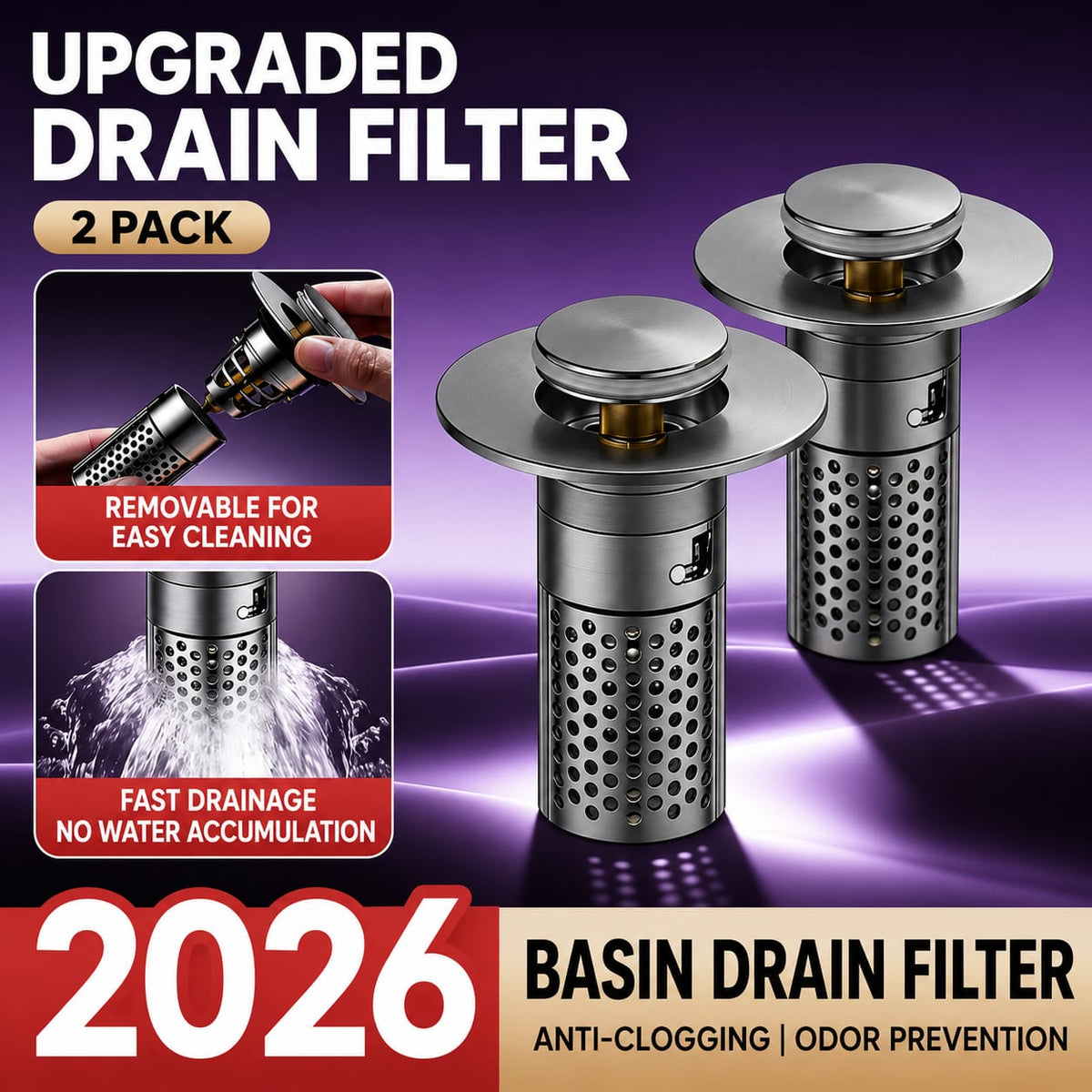 SUS304 Stainless Steel Sink Drain Strainer – Anti-Clogging & Odor Prevention