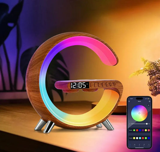 New Intelligent G Shaped LED Lamp Bluetooth Speake Wireless Charger Atmosphere Lamp App Control For Bedroom Home Decor