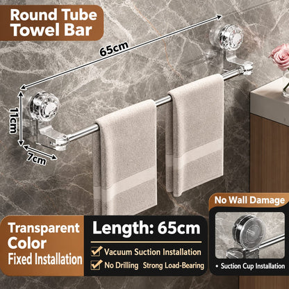 Adjustable Suction Cup Towel Bar, No-Drill Stainless Steel Towel Rack, Extendable 30–130 cm, Heavy-Duty Wall-Mounted Towel Holder for Bathroom & Kitchen