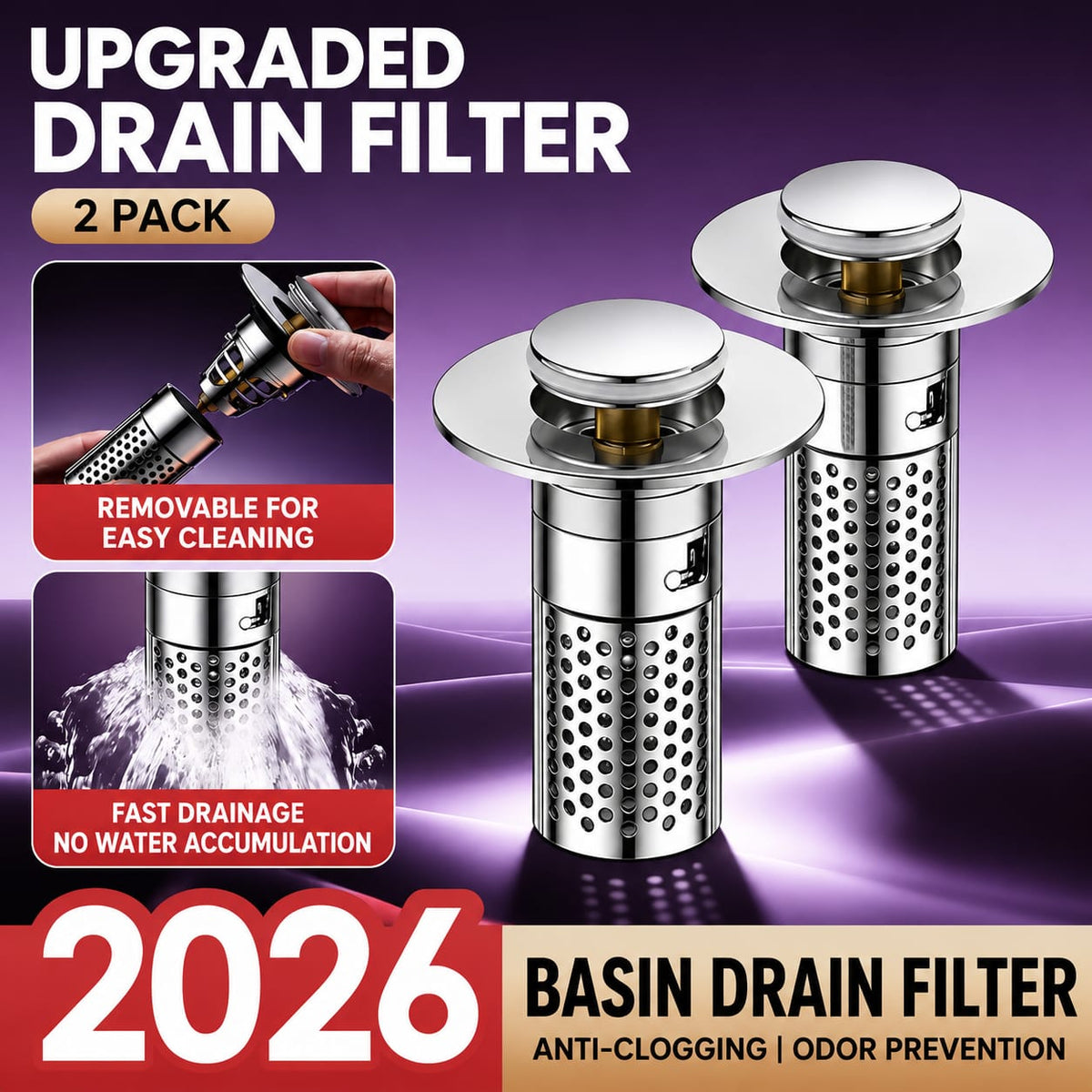 SUS304 Stainless Steel Sink Drain Strainer – Anti-Clogging & Odor Prevention