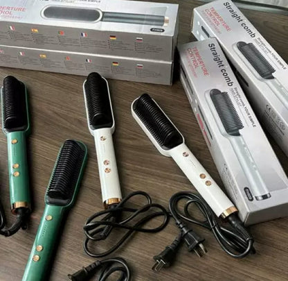 New 2 In 1 Hair Straightener Hot Comb Negative Ion Curling Tong Dual-purpose Electric Hair Brush